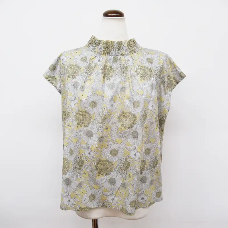 sosotto LIBERTY PRINT2WAYゴムシャーリングフレンチブラウス/YE42【日本製】